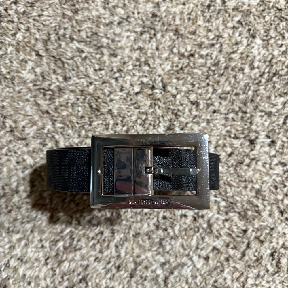 Michael Kors Signature Canvas Belt with Silver Buckle